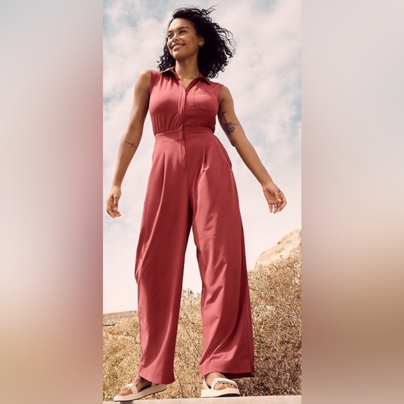 ATHLETA Brooklyn Heights Jumpsuit Women Sleeveless Wide Leg Black Zip Up 2 - Picture 3 of 6